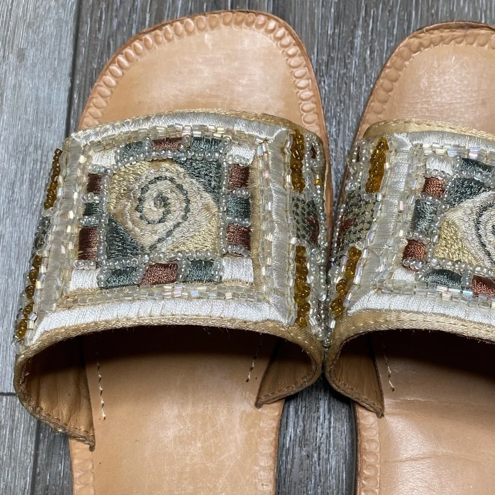 Rebels Block Sandal Multicolor Beaded Slip On Size 9 - Picture 8 of 15